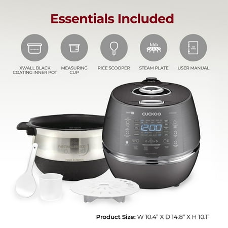 CUCKOO ELECTRONICS - Cuckoo 6 Cup Multifunctional Induction Heating Pressure Rice Cooker & Warmer CRP-DHSR0609FD - Dark Gray