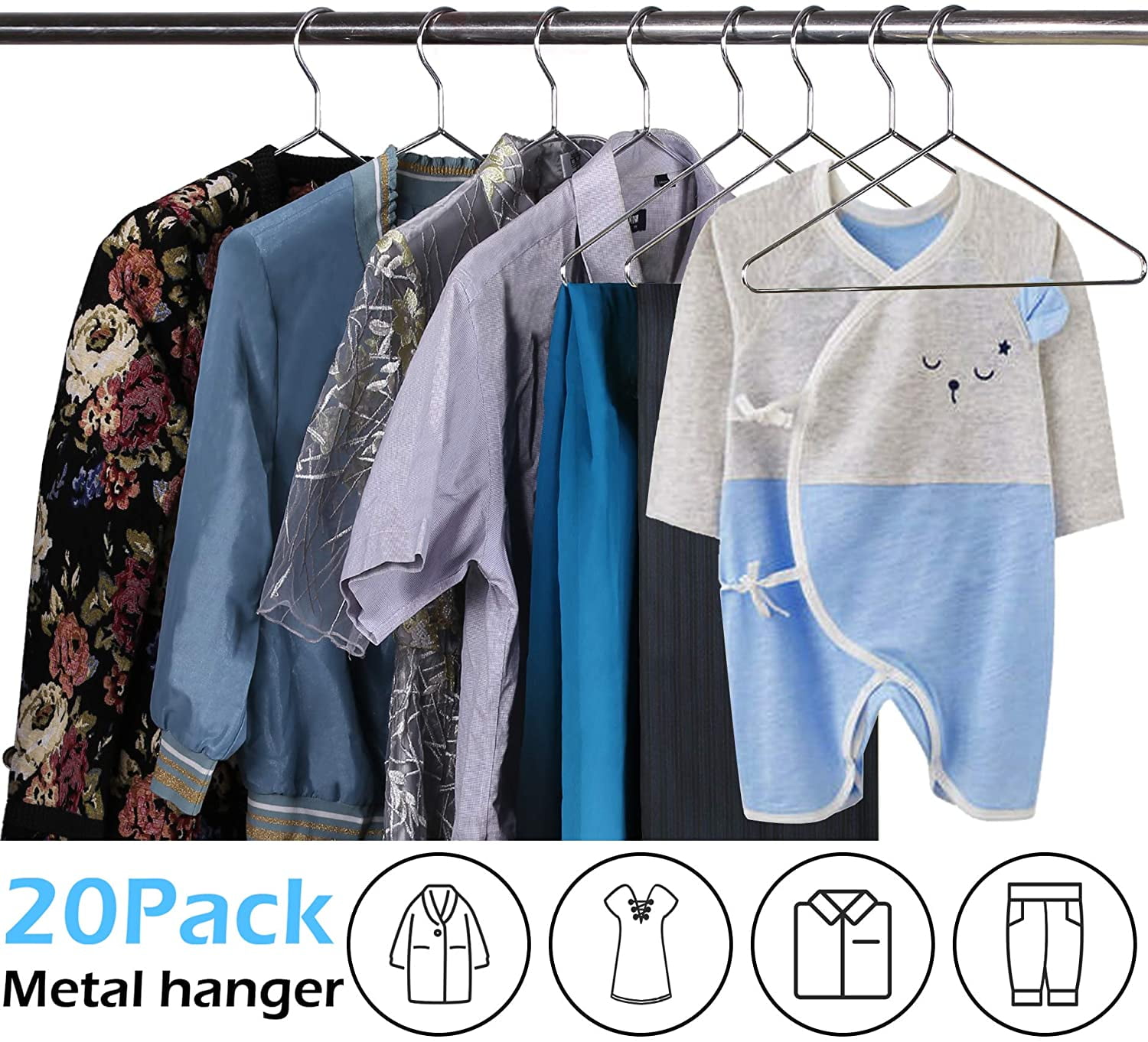 Metal Coat Suit Hanger US 20 Pack Stainless Steel Clothes Hangers Heavy Duty 