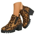 thumbnail image 3 of Chenyee Suede Ankle Boots for Women Fashion Leopard Print Block High Heel Slip On Short Booties, 3 of 8