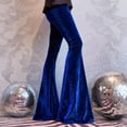thumbnail image 2 of Women's Fashion Flared Trousers Solid-Color High-Waisted Slimming Silver-Shimmering Drapey Velvet Bell-Bottom Casual Pants, Comfortable & Skin-Friendly & Smooth, Gifts for Women, 2 of 8