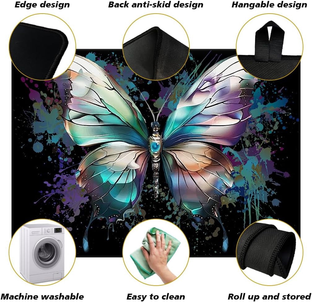Electric Stove Cover 20.47x28.35" Stove Top Cover for Electric Stove Foldable Glass Cooktop Protector Non-Slip Top Protector Mat for Electric Stove Washer and Dryer(Butterfly)