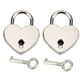 thumbnail image 3 of 2 juegos de candados en forma de corazón y cerradura de metal con llave maestra para equipaje, diario, libro, joyero, 3 of 14