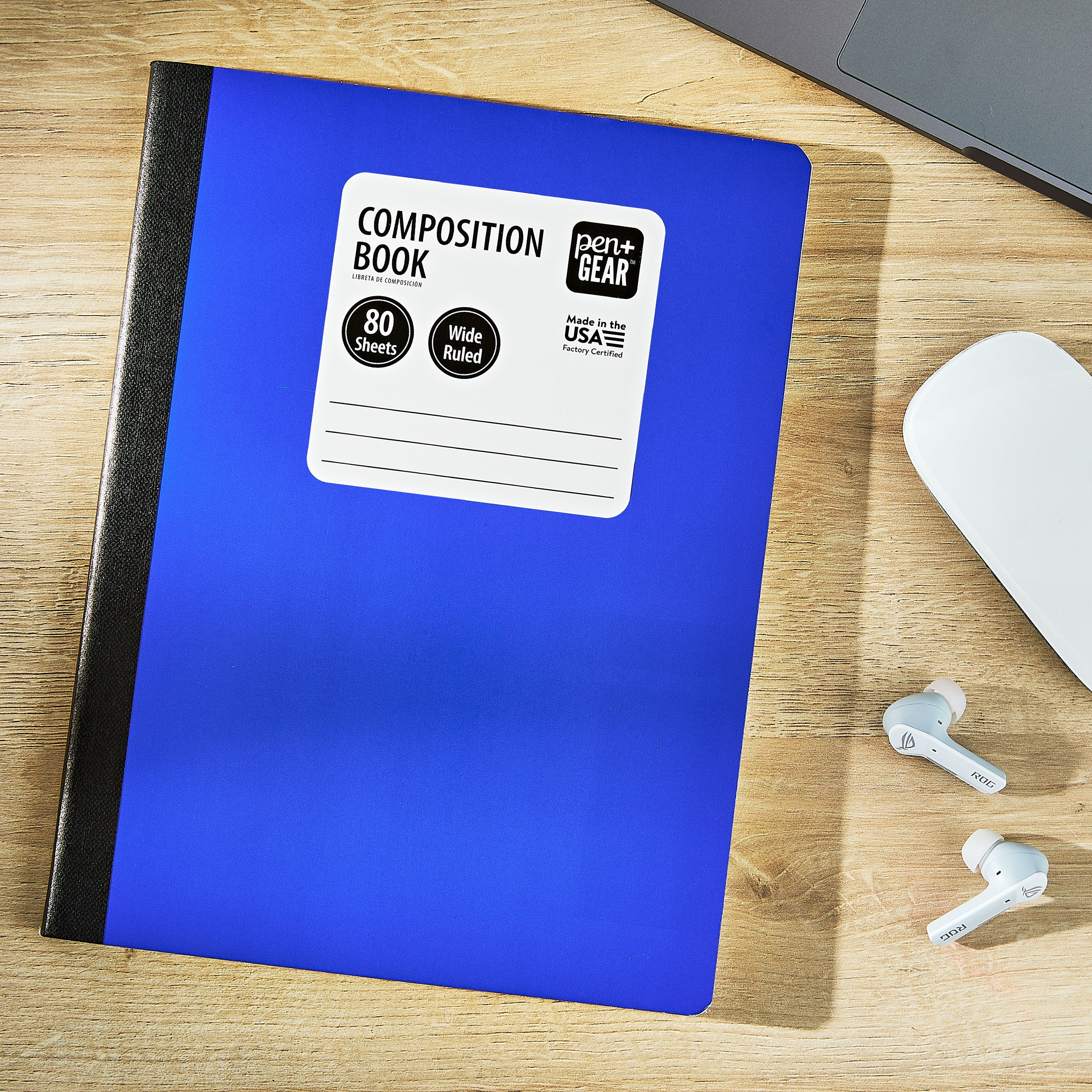 (6 pack) Pen+Gear Wide Rule Composition Book, 7.5" x 9.75", Blue, 80 Sheets, New