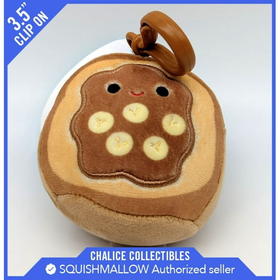 Squishmallow Kellytoy Plush Sp Food Danilo as Toast Clip On Keychain 3.5" NWT