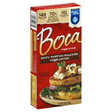 BOCA Mushroom Mozzarella Veggie Patties, 4 ct - 10.0 oz Box
