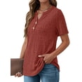thumbnail image 2 of Fantaslook V Neck Tops for Women Short Sleeve Henry Shirts with Button Dressy Casual Summer Blouses Tops, 2 of 9