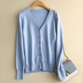 thumbnail image 1 of YSZWDBLX-cárdigans de una sola botonadura para mujer, suéter de punto liso con cuello en V, cárdigans blancos ajustados para mujer, ropa de abrigo informal, 1 of 5