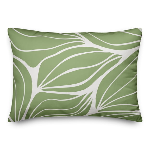 Creative Products Green Modern Leaf Lines 14x20 Indoor / Outdoor Pillow