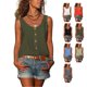 thumbnail image 3 of Blusa sin mangas con botones Camiseta sin mangas con botones simples y holgadas informales de un solo pecho, 3 of 6