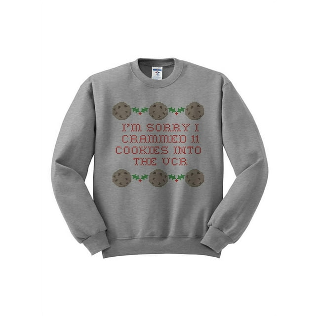 I'm Sorry I Crammed 11 Cookies into the VCR Crewneck Sweatshirt Medium Grey