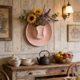 thumbnail image 4 of Ceramic Cowboy Hat Hanging Vase 1pc, Pink Hanging Wall Planter for Artificial Flowers, Rustic Farmhouse Home Decor for Bathroom Living Room, Office, and Home Decor, 4 of 7