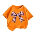 thumbnail image 5 of ZHOGXU Toddler Kids Girls T Shirt Short Sleeve Round Neck Bow Print Comfortable Breathable Fashion Tee Top For Everyday Wear,Orange,12-14 Years, 5 of 5