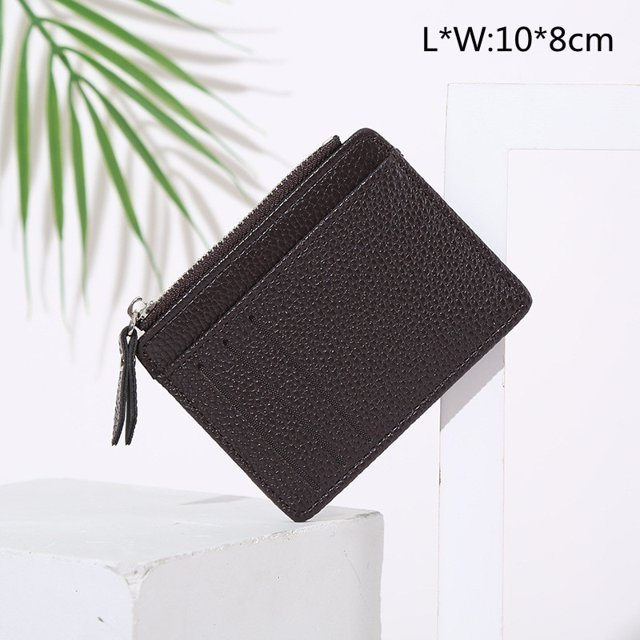 Cartera de cuero PU para mujer, tarjetero con cremallera, billetera delgada, monedero pequeño a la moda, funda con Clip para dinero, funda para tarjetero Tan Jianjun unisex