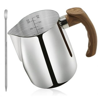 Two (2) Glass Milk Frother Cups , with stainless plate and string