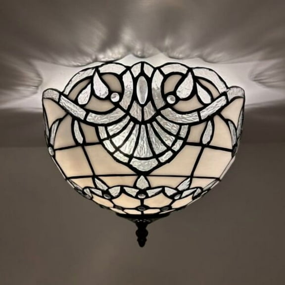Enjoy Decor Lamps 12-Inch Tiffany Ceiling Light with 2-Light Stained Glass Bowl