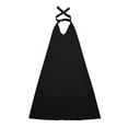 thumbnail image 6 of Wovilon Women's Halter Neck Sleeveless Maxi Dress, V-Neck Solid Color Flowy A-Line Long Summer Tunic, Lightweight Cotton Linen Blend Beach Vacation Casual Cover Up, 6 of 6