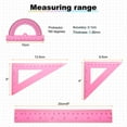 thumbnail image 2 of Uxcell 4pcs Triangular Ruler Set 20cm Plastic Ruler Protractor Triangle Ruler, Red, 2 of 6