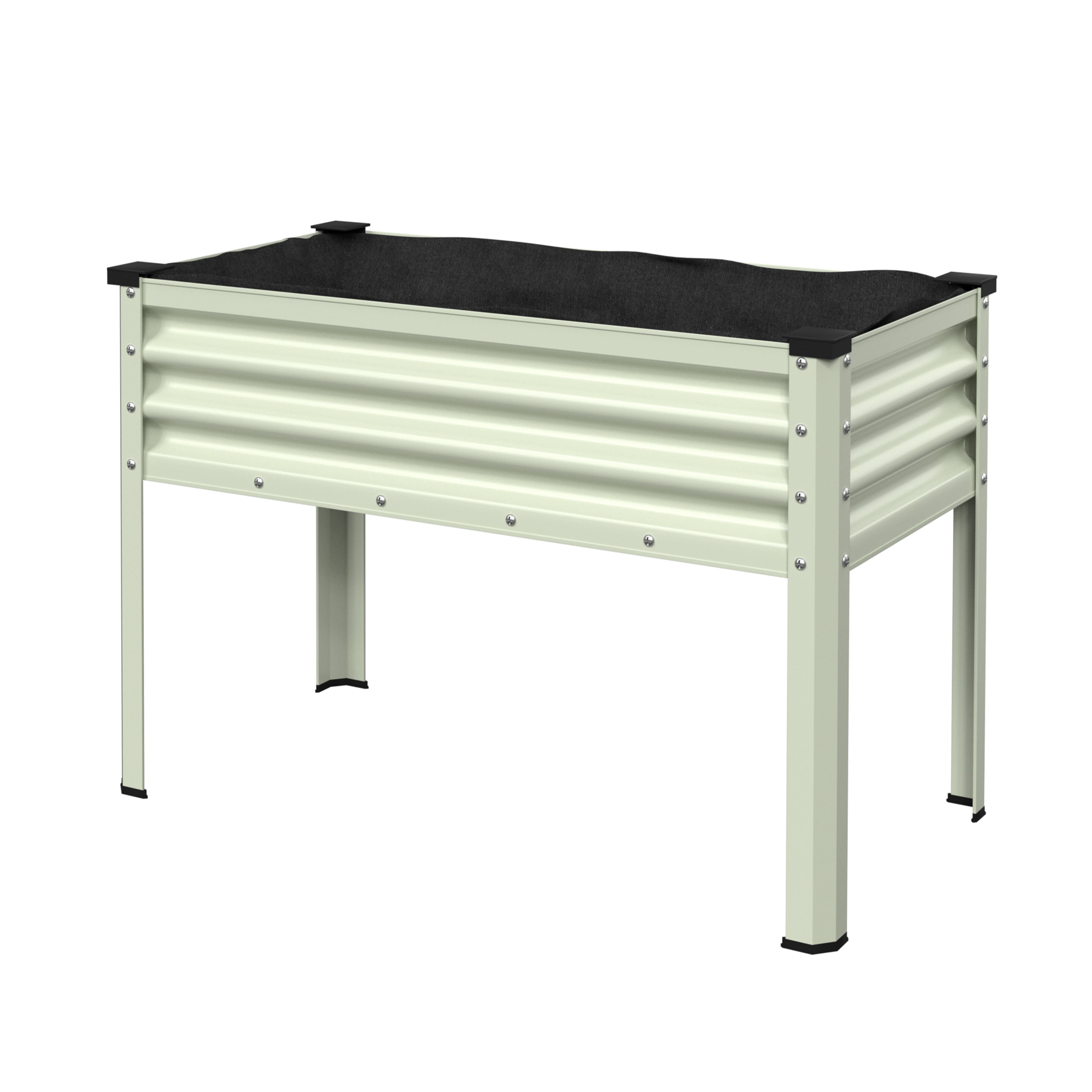 VEIKOUS 48''Lx23''Wx32''H Raised Garden Bed, Steel Planter Box W/Drainage and Detachable Liner, 7.5 Cu Ft Capacity, Cream White