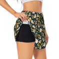 thumbnail image 1 of Balery Bear Sunflower Pantalones cortos deportivos para mujer con forro y dos bolsillos, elásticos, para entrenamiento, gimnasio, yoga-Medium, 1 of 7