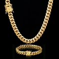 Men's Miami Cuban Link Chain/Bracelet Solid 18k Gold Plated Stainless