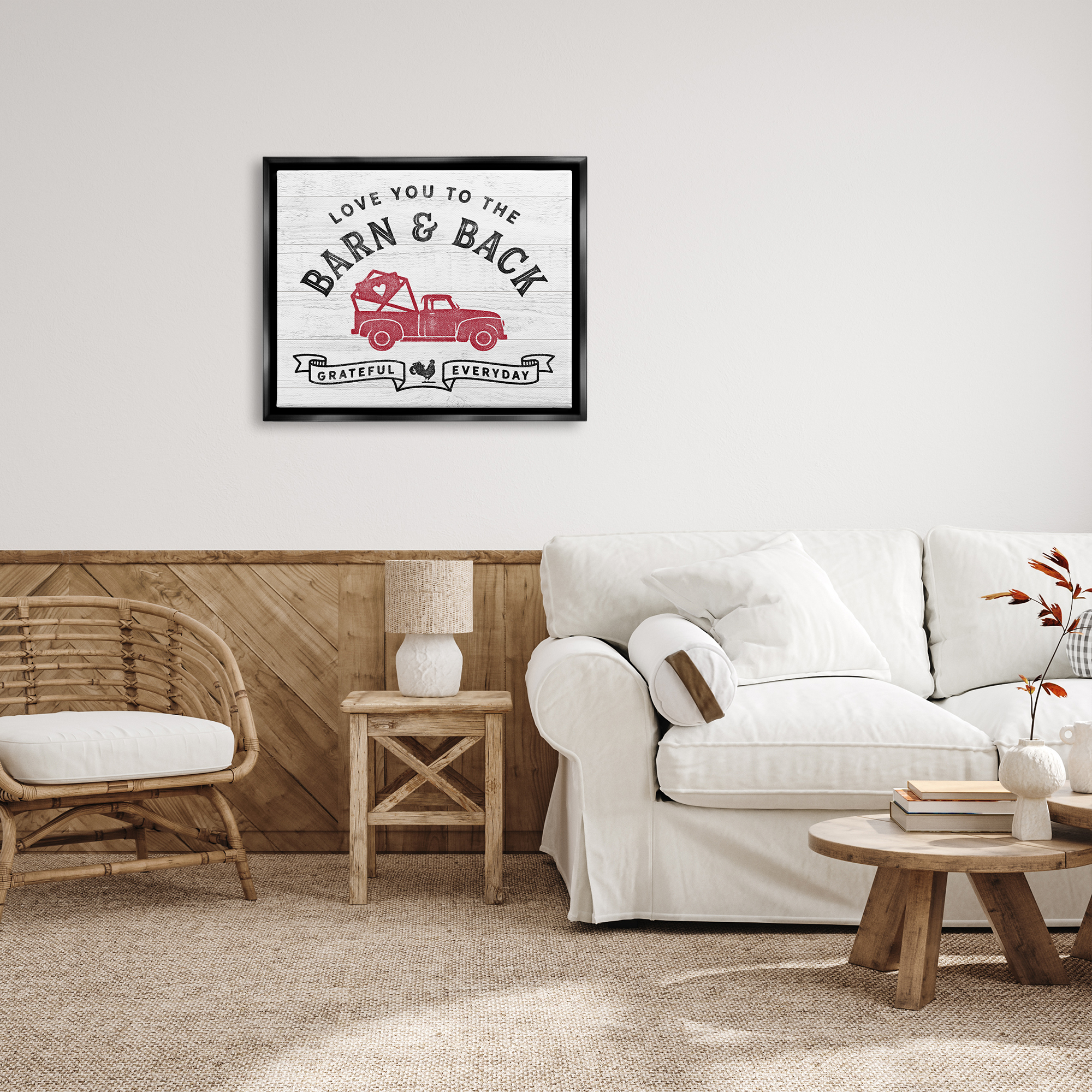 Stupell Industries Farmhouse Love You Phrase Inspirational Painting Black Floater Framed Art Print Wall Art, 31 x 25
