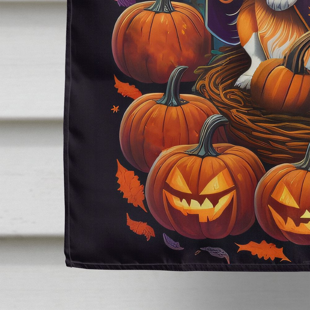 Halloween Corgi Dog House Flag 28x40IN Double-Sided Polyester Decorative Sleeve Pole Flag for Outdoor Home Garden