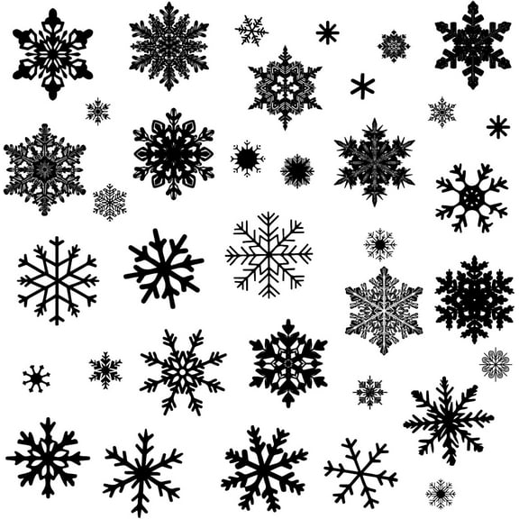 4 PCs Snowflake Stickers Snow Sticker Christmas Snowflake Stickers Snowflake Window Stickers Wall Room Home Decoration Waterproof for Winter Christmas 4 Style Lack Snowflakes 11.4x7.9 Inch Colorful