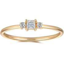 Jewelerix Luxurious Princess Cut 1.5 CT Yellow Gold Plated Moissanite Diamond Engagement Ring Anniversary Gift for Women
