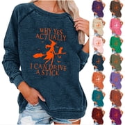 Ounisa Women's "Why Yes Actually I Can Drive A Stick" Graphic Crew Neck Loose Pullover Sweatshirt, Funny Statement Tee with Relaxed Fit for Everyday Casual Wear