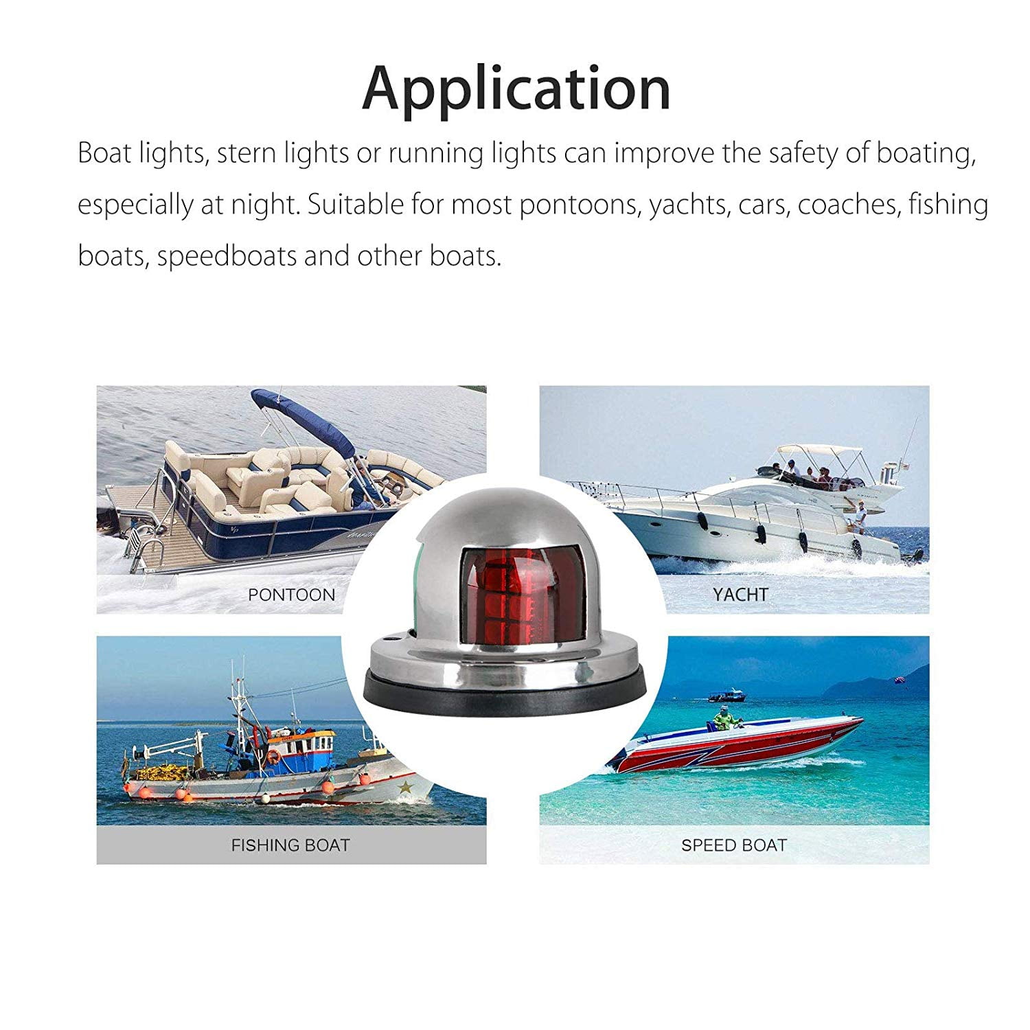 Boat Navigation Bow Front LED Nav Light Red//Green Stainless Steel