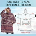 thumbnail image 4 of Oversized Wearable Blanket Hoodie,Brown Ethnic Pattern Sherpa Blanket Hoodie with Super Pockets,Super Warm Fuzzy Pullover for Women & Men, 4 of 6