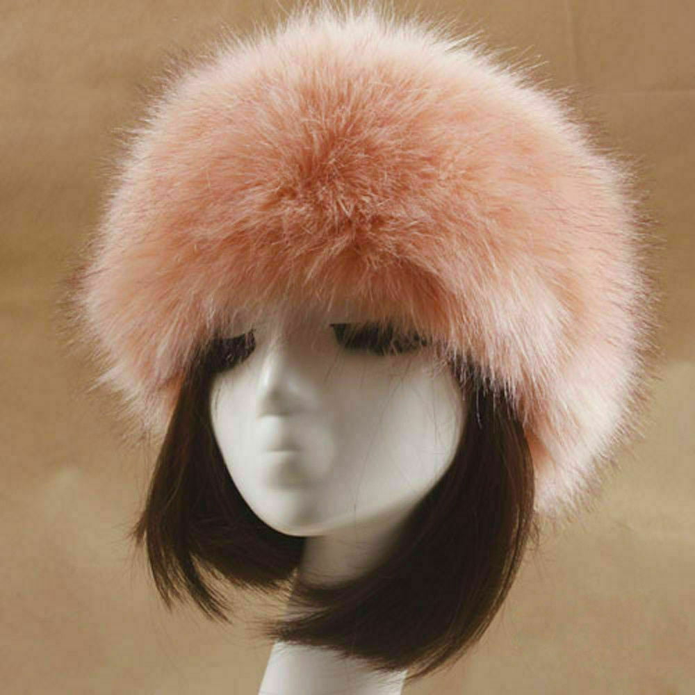 Women Russian Thick Fluffy Cap Fake FAUX Fur Headband Hat Winter Ear Warmer US