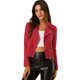 thumbnail image 1 of Chaquecorde mujer Soft Moto Zip Up Pockets Chaquetas de motociclisde gamusintétirojo M, 1 of 6