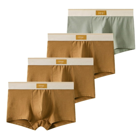 Busydd 4PC Mens Cotton Boxer Briefs Comfortable Breathable Cotton Underwear forMen Pack Loose Oversized Mens Boxer Briefs Underwear Pack XL