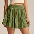 thumbnail image 2 of WTOBBY Women's Smocked Floral High Waist Skort with Built-in Shorts, Summer Beach A-Line Pleated Skirt with Elastic Waist, Casual Short Length for Active Wear,Green S, 2 of 4