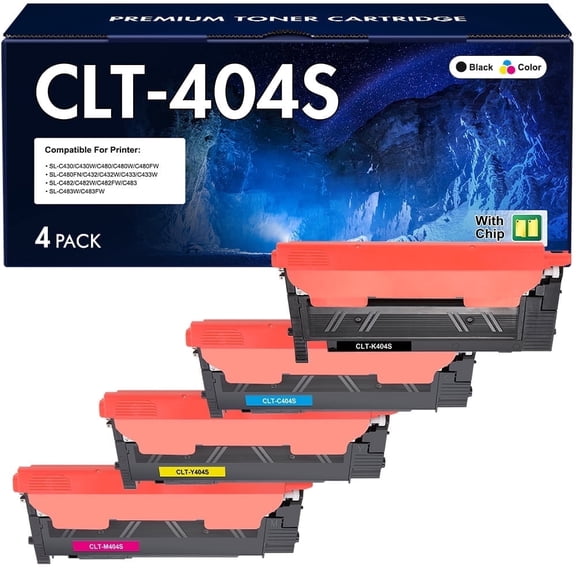 VIPInk CLT-404S CLT-K404S CLT-C404S CLT-M404S CLT-Y404S CLT 404S Toner Cartridge Compatible for Samsung Xpress C480FW C430W SL-C430W SL-C480FW SL-C480FN Printer(Black Cyan Yellow Magenta, 4-Pack )