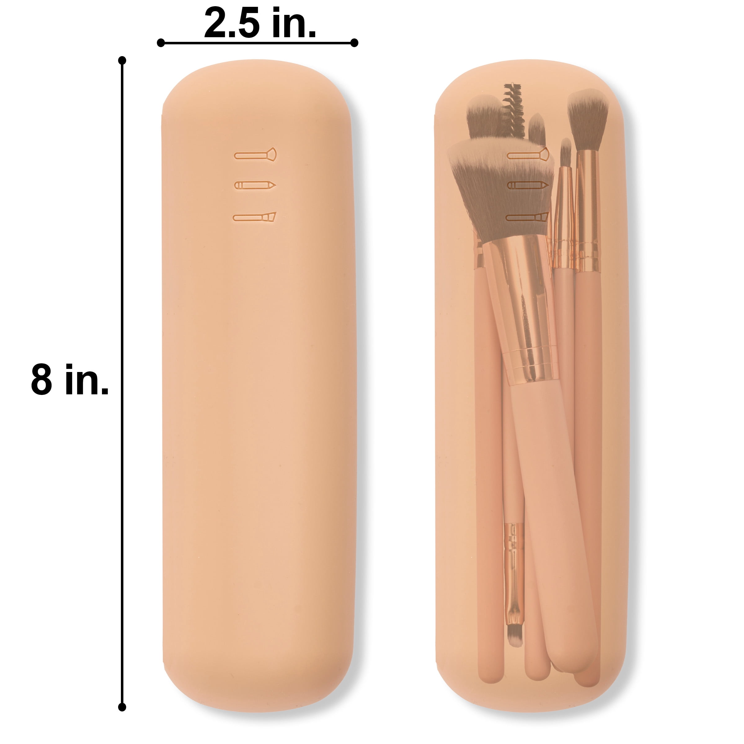 Sorbus Travel Makeup Brush Holder, Waterproof Silicone Cosmetic Organizer, Nude