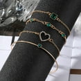 thumbnail image 4 of Ensemble: Heart Bracelet and Three Green Zircon Bracelets in a 4-piece Set, 4 of 9