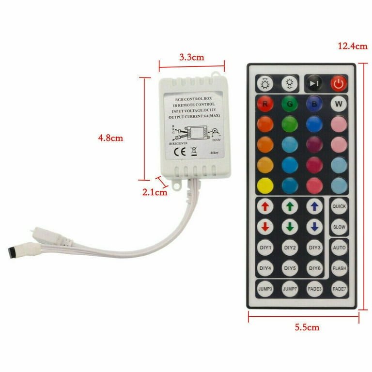 SUPERNIGHT RGB LED Light Strip Remote Controller, 44 Keys IR Remote  Controller Replacement for SMD 5050 3528 2835 RGB LED Strip Lights