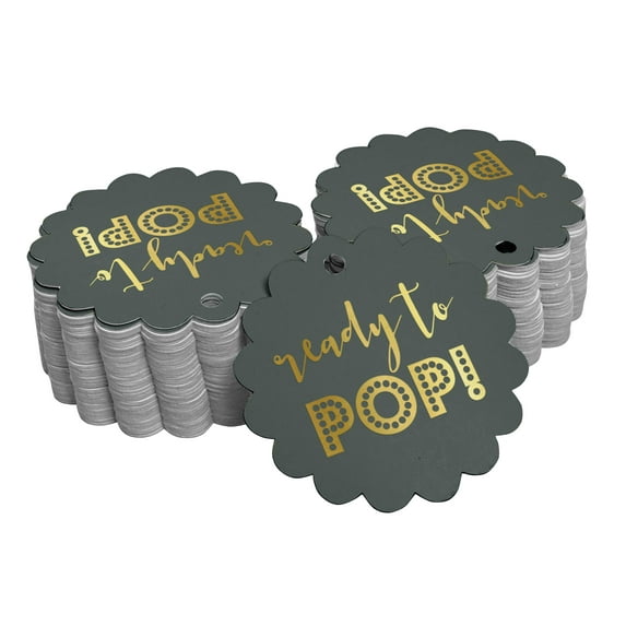 Inkdotpot Real Gold Foil Ready To Pop Baby Shower Tags Favor Hang Paper Tags 100 Pieces