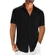 thumbnail image 1 of Camisas de Corta con Botones para Hombre, Camisas Casuales de Moda para Playa y Verano. Negro M, 1 of 3