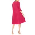 thumbnail image 3 of Women's Plus Size Round Neck 3/4 Sleeves Solid A-Line Midi Dress, 3 of 4