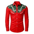 thumbnail image 5 of Toddler Tshirt Long Sleeve Western Print Shirt Casual Cowboy Button Up Top Girls Tops Red 10-11 Years, 5 of 5
