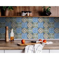 HomeRoots 400267 6 x 6 in. Madison Vintage Mosaic Blue Peel & Stick Tiles