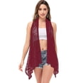 thumbnail image 2 of Womens Sleeveless Open Front Crochet Shawl Cardigan Bikini Cover Up, 2 of 5