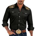 thumbnail image 2 of Western Cowboy Shirts for Men Long Sleeve Casual Collared Button Down Dress Shirt Mens Country Shirts, 2 of 6