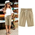 thumbnail image 2 of RMGVDSD Girls Summer Shorts Girls Bermuda Shorts Knee Length Cute Preppy Clothes Drawstring Long Shorts Elastic Waist Straight Leg Shorts Casual Pants 9-10 Years, 2 of 4