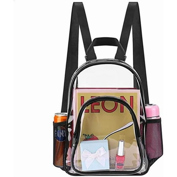 MMYGU Clear Backpack for Women Stadium Approved Transparent Purse Waterproof Clear Bag with Mesh Water Bottle Holders