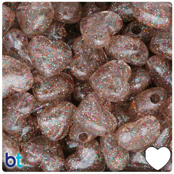 BeadTin Crystal Rainbow Sparkle 18mm Heart Pony Beads (24pcs)
