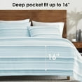 thumbnail image 4 of ClevaHome 3-Piece Twin Microfiber Classic Stripe Bed Sheet Set, Super Soft, Breathable Stripe Bedding with 17 inches Deep Pocket, Glacier Stripe, 4 of 7